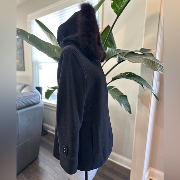 Forecaster BOSTON PLATINUM REAL FOX FUR 75% VIRGIN WOOL Mix Women Hood Coat 16 - Picture 8 of 14